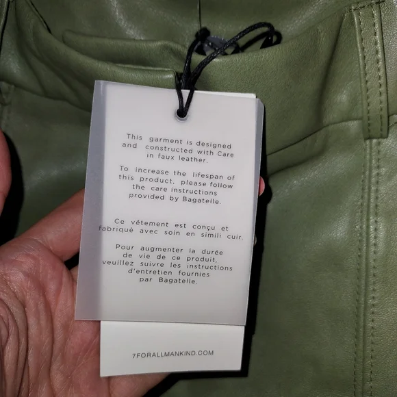NWT green leather straight leg pants